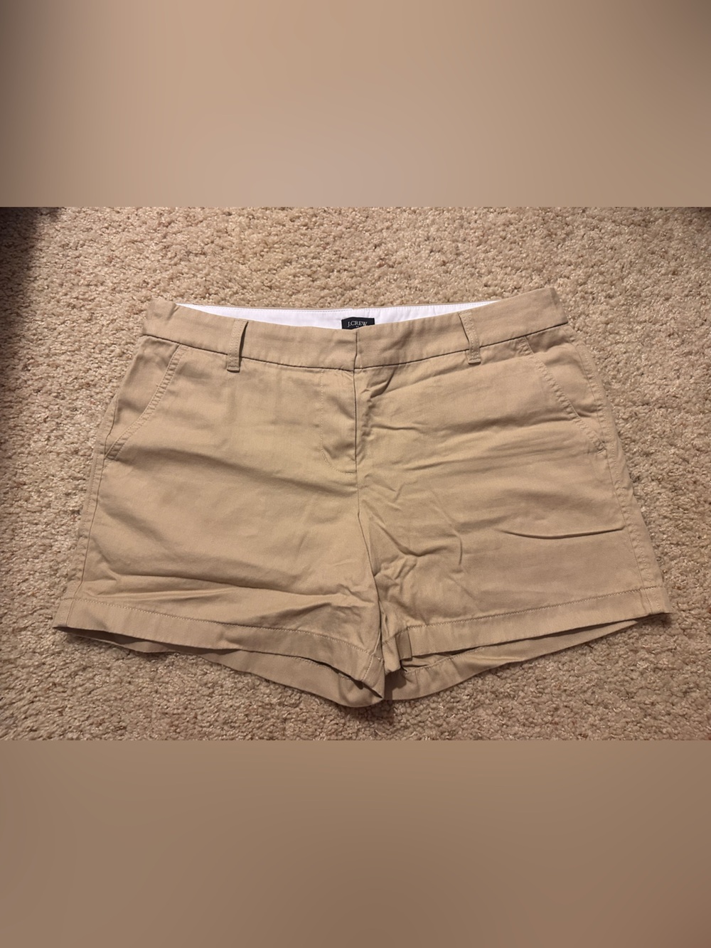Beige Women's Casual Stretch Chino Shorts 5”